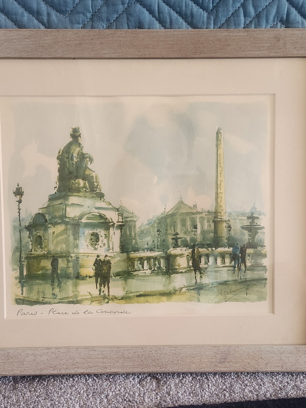 Framed Paris Peace de la Concorde Watercolor Art Print By Lucien DeLarue